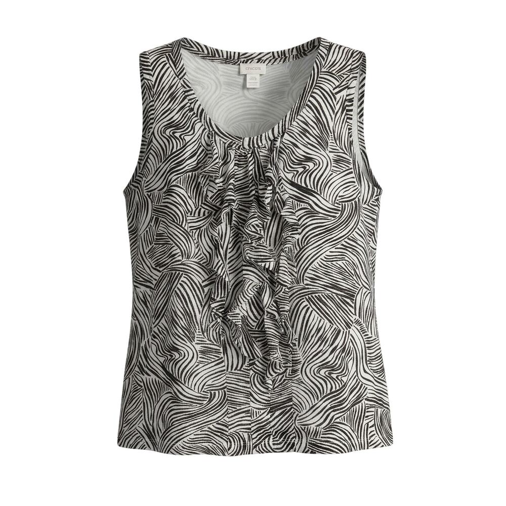 Chicos Womens M Artsy Y2K Eclectic Retro Modern Indie Sleaze Mesh Ruffle Tank